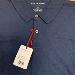 Derek Rose Navy Pique Polo